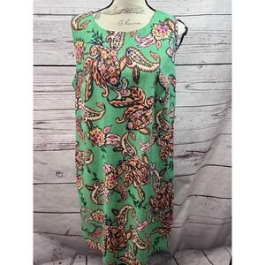 Roz Ali Bright Green Floral Paisley Dress Sleeveless‎ Style